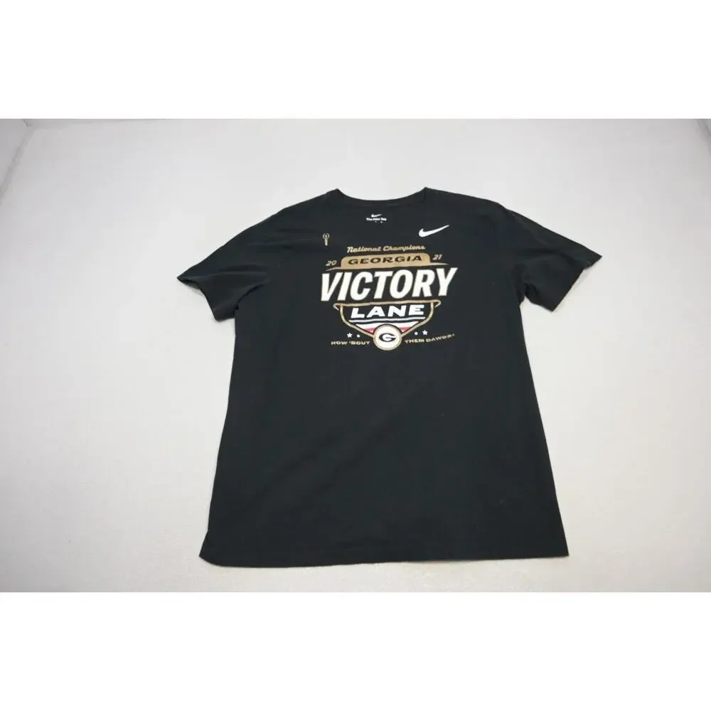 Nike Gym Shirt UGA Georgia Bulldogs National Champions Black Tee Mens Size XL‎